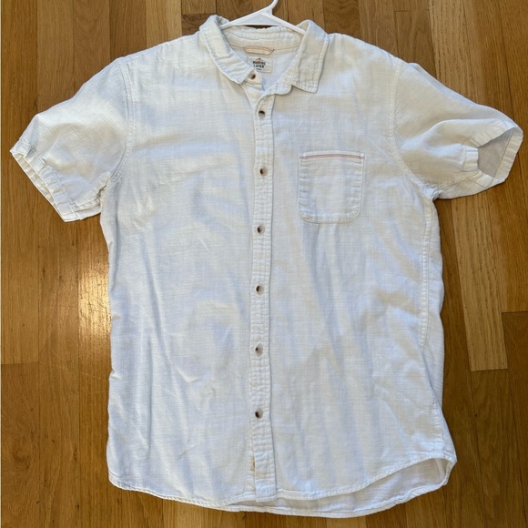 Marine Layer Men's  Stretch Selvage Short Sleeve Shirt White Button Up Marge - Picture 9 of 13